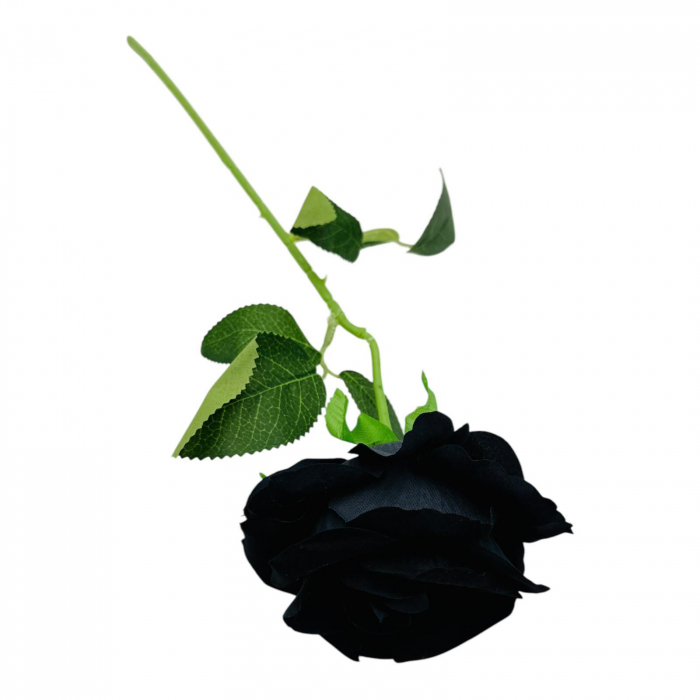 Trandafir elegant artificial, 51cm, calitate superioara, negru intens,   [5]