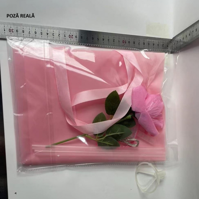 Trandafir in Balon LED cu Lumini, , Tip Buchet, Diametru 35 cm, Roz [7]