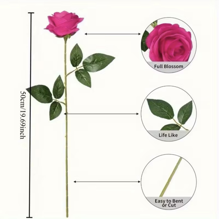Trandafir galben artificial premium din matase – aspect natural, 45 cm, floare decorativa eleganta pentru cadouri si aranjamente [2]