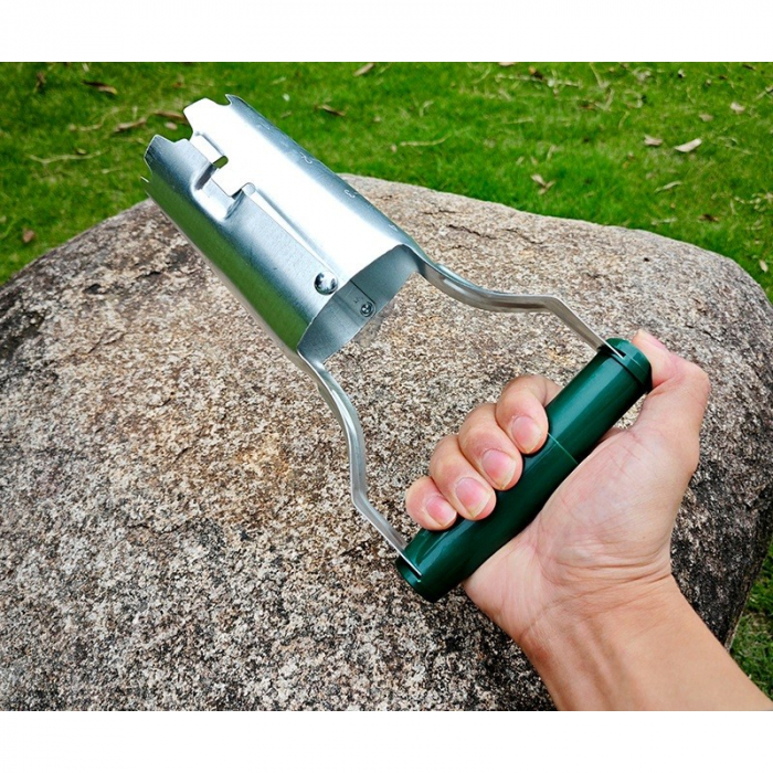 Transplantator Agricol Cilindric, , din Otel si Plastic, 6 cm Diametru, cu Maner Flexibil, 23 x 6 x 13 cm, Verde [6]