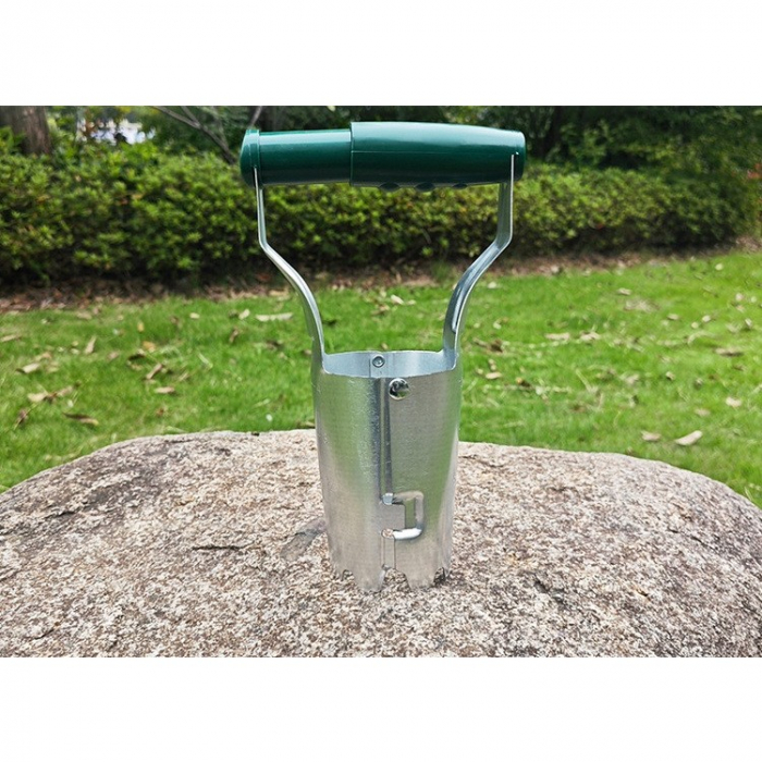 Transplantator Agricol Cilindric, , din Otel si Plastic, 6 cm Diametru, cu Maner Flexibil, 23 x 6 x 13 cm, Verde [5]