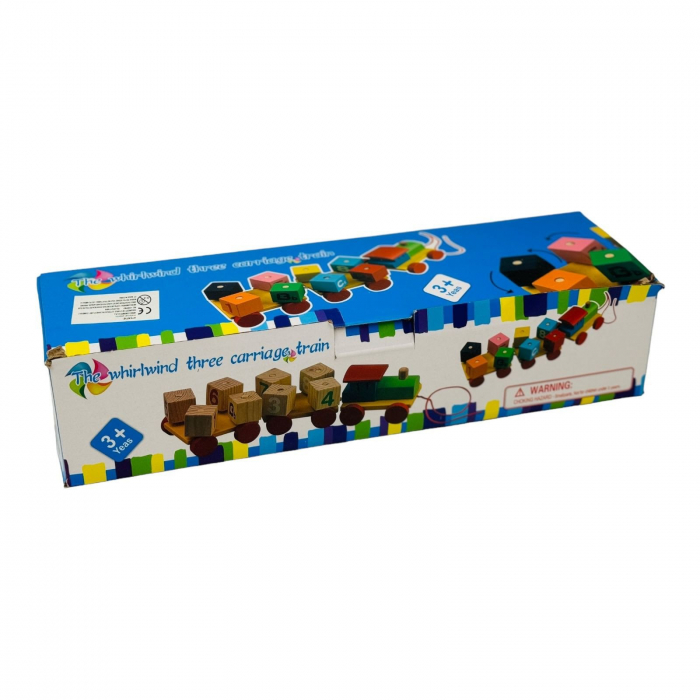 Trenulet din lemn pentru copii mici, cuburi educative, 30×8.5×7cm, +3ani,   [2]