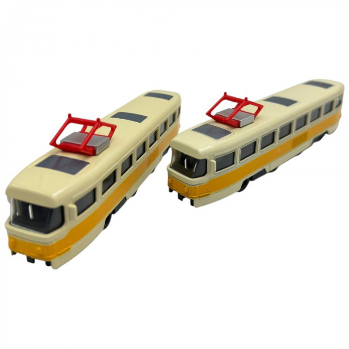 Troleibuz de jucarie cu sunete si lumini 18.5 cm – model colorat realist pentru copii pasionati de mijloace de transport,  [3]