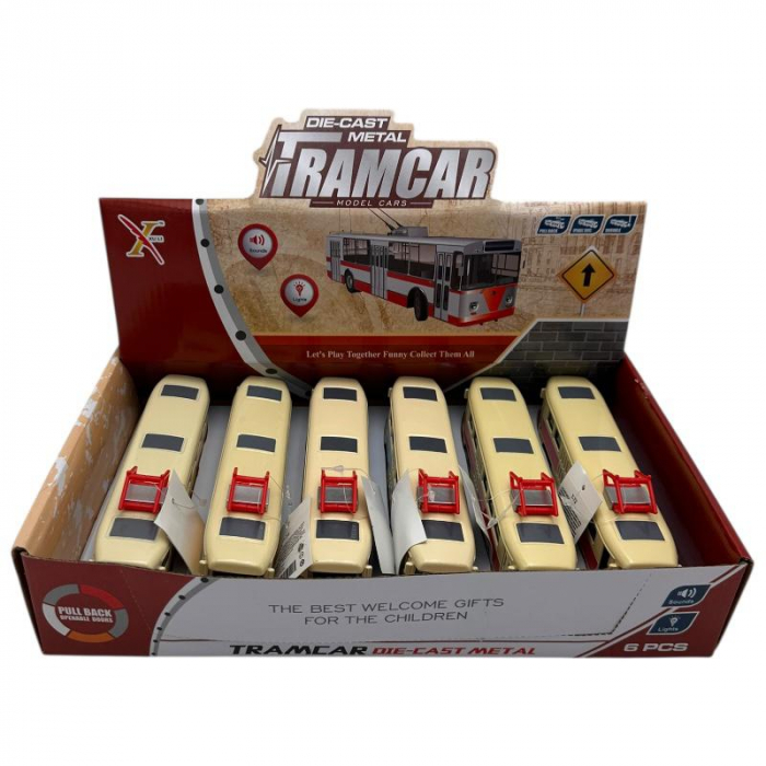 Troleibuz de jucarie cu sunete si lumini 18.5 cm – model colorat realist pentru copii pasionati de mijloace de transport,  [4]