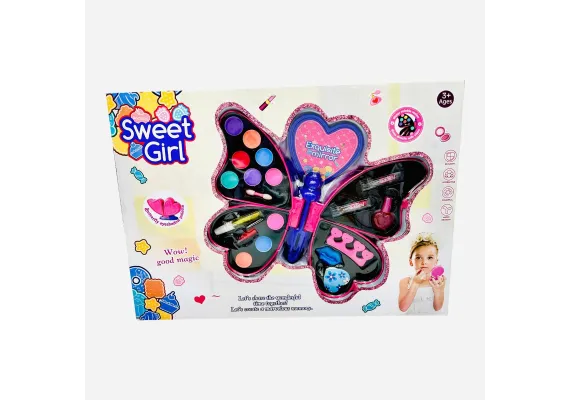 Trusa de farduri pentru fetite, model Fluture, Sweet Girl, 45×32×6.5cm, multicolor, +3ani,   [1]