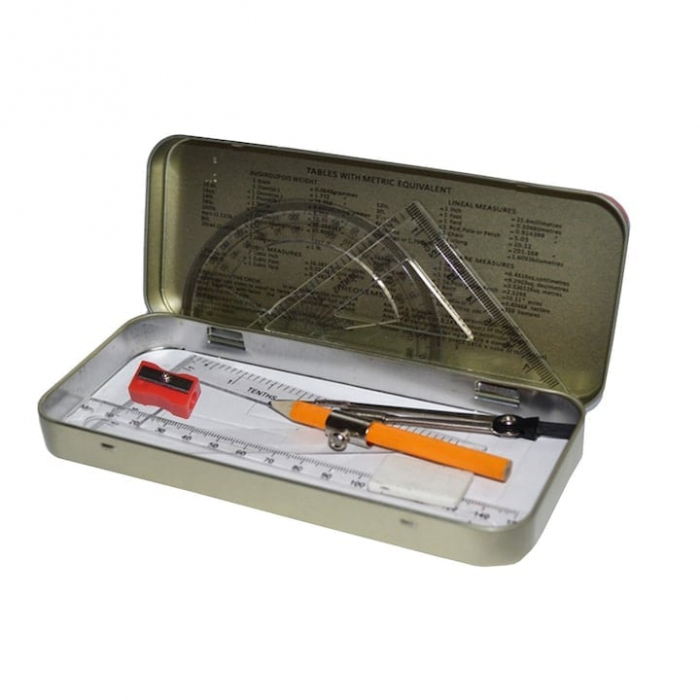 Trusa de geometrie Marshal metalica 8 piese – set complet pentru scoala si desen tehnic,  [2]