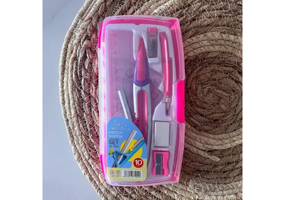 Trusa geometrie Vneeds, 10 piese, diverse culori – ideala pentru scoala si desen tehnic,  [1]