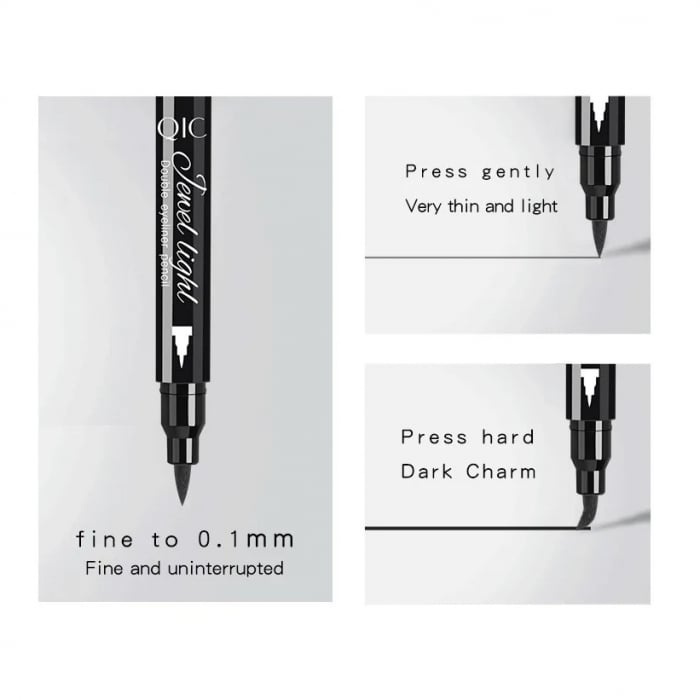 Tus Lichid pentru Ochi, , 2 Capete, Eyeliner si Stampila Inima, Pentru Ochi si Corp, 50 g, Rezistent la Apa, 12.7 x 3 cm, Negru [8]
