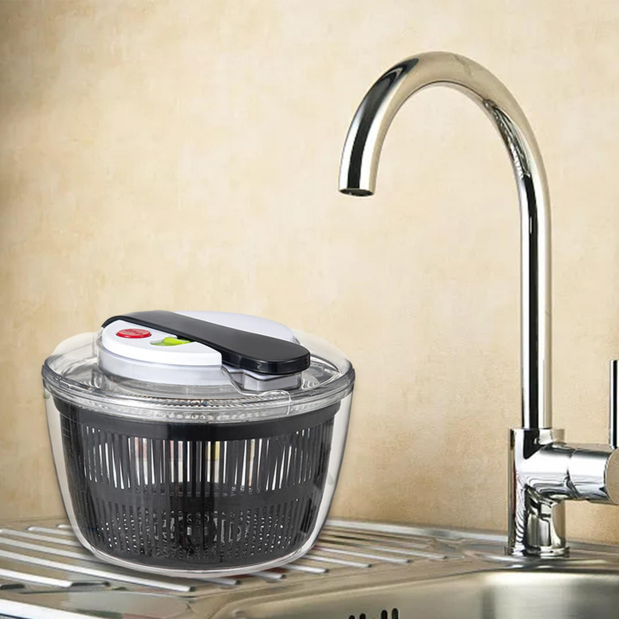 Uscator Manual pentru Salata si Verdeturi, , Plastic, 16x15x21 cm, Capacitate 3L, Negru [4]