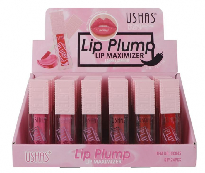 USHAS Lip Plum Lip Maximizer Chili Pepper – Gloss pentru Volum și Hidratare cu Extract de Ardei Iute, 3g  [2]