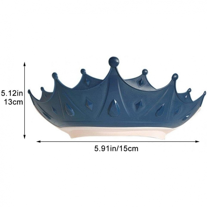 Viziera de Protectie Baie Pentru Copii, Fippy, Model Coroana, Dimensiune ajustabila, Durabil, Usor de curatat, Impotriva Samponului, pentru Ochi si Urechi, TPE+PP, 15x13 cm, Albastru Inchis [6]