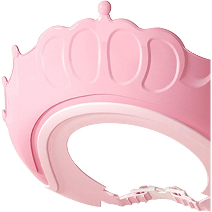 Viziera de Protectie Baie Pentru Copii, Fippy, Model Coronita, Dimensiune ajustabila, Durabil, Usor de curatat, Impotriva Samponului, pentru Ochi si Urechi, TPE+PP, 24x22 cm, Roz [2]