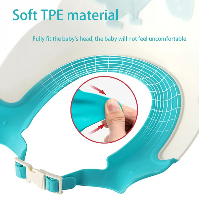 Viziera de Protectie Baie Pentru Copii, Fippy, Model Hipopotam, Dimensiune ajustabila, Durabil, Usor de curatat, Impotriva Samponului, pentru Ochi si Urechi, TPE+PP, 22x21 cm, Albastru [2]