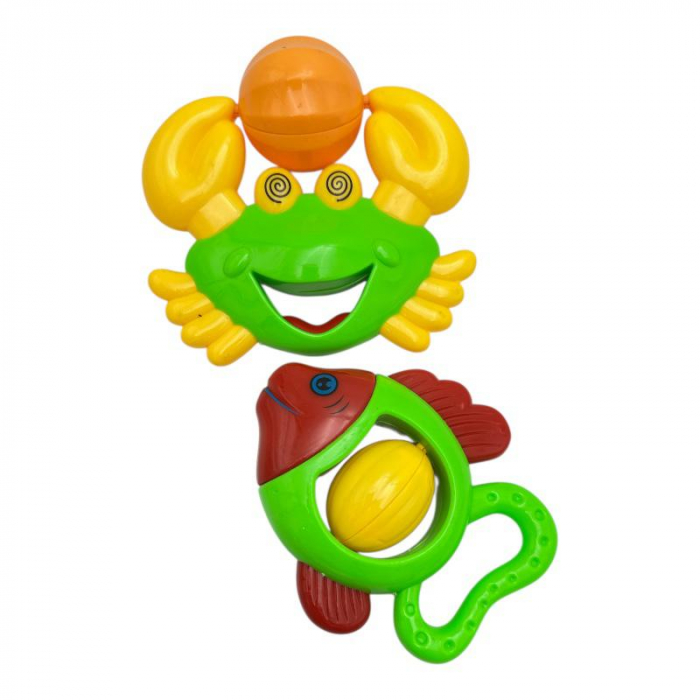Zornaitoare pentru bebelusi cu pestisor si crab – jucarie din plastic colorat, sigura si distractiva,  [2]