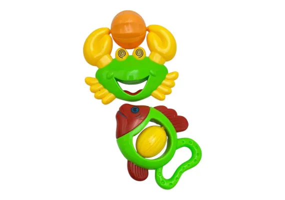 Zornaitoare pentru bebelusi cu pestisor si crab – jucarie din plastic colorat, sigura si distractiva,  [1]