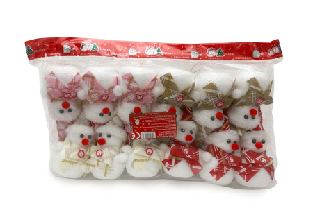 Set 12 decoratiuni Craciun om de zapada textil+polistiren – modele mixte cu fular si caciula, pachet multiplu, 16cm per bucata [3]
