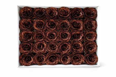 Aranjamente florale - Set 30 trandafiri artificiali cu sclipici maro ciocolatiu, decor floral elegant