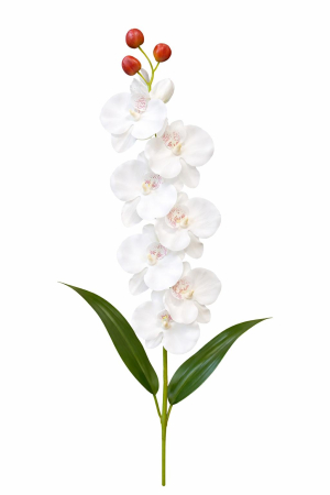 Idei de Cadouri - Orhidee artificiala eleganta alba, 6 flori si 3 boboci, 60 cm