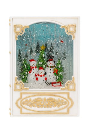 Decoratiuni luminoase de Craciun Engros - Decoratiune Craciun tip carte cu lumini LED, colinde si ninsoare, baterii si acumulator, 23x16x11cm