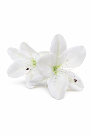 Crin artificial alb elegant cu 2 flori si boboc decorativ pe fir unic 63 cm [1]