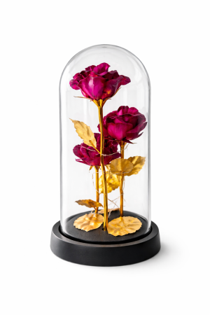 Cupola plastic cu trandafiri decorativi LED, cutie cadou inclusa, 20 cm inaltime [1]