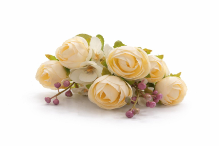 Buchet artificial crem delicat cu trandafiri si camelie pe fir unic 30 cm [1]