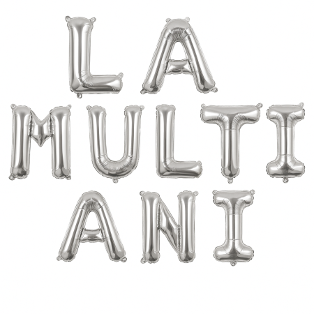 Articole pentru Casa Engros - Set baloane folie LA MULTI ANI, argintiu, 40 cm, 10 litere, decor aniversar