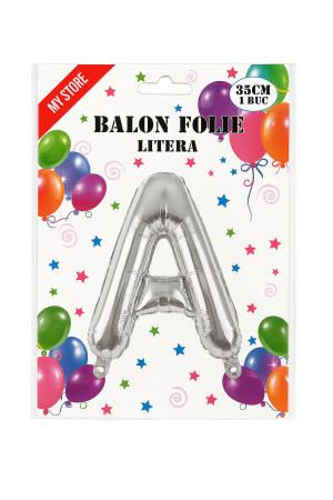 Balon folie litera A argintiu 35 cm, decor aniversari si petreceri, 1 buc [1]