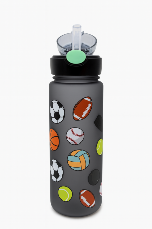 Sticla Kids Sports Ball 500ml – Model Sport Negru cu Pai si Capac Flip Anti-Scurgere [1]