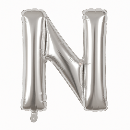 Accesorii pentru petrecere Engros - Balon folie litera N argintiu, 35 cm, decor petreceri si aniversari, 1 buc