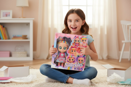 Papusa Sparkle Kids cu Ochisori 5D si Par Curcubeu – 30x30 cm [2]