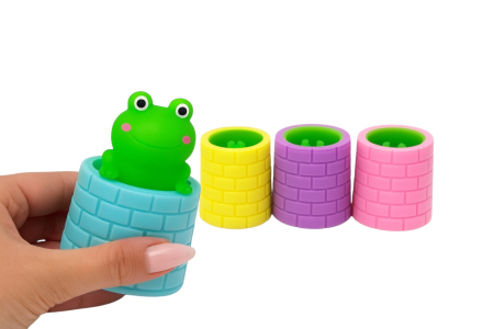 Jucarii antistres si senzoriale - Set 12 Jucarii Baita cu Broscuta Senzoriala – Culori Pastel si Material Moale