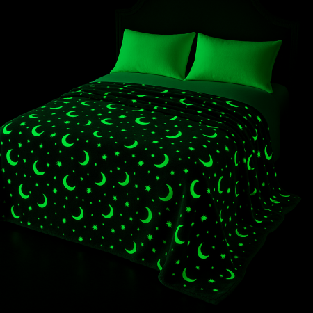 Patura Cocolino Fosforescenta 200x230 cm, 1 KG – Model Lună și Stele, Gri [1]