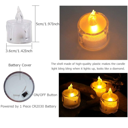 Set 24 lumanari LED 5 cm, efect flacara, cilindru acrilic transparent – intrerupator la baza [3]