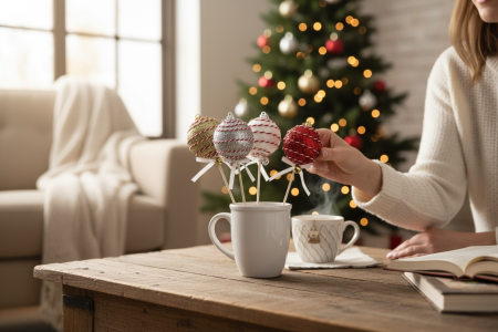 Set 4 Decoratiuni Glob pe Bat Craciun – Aurii, Argintii, Rosii, Albe [1]