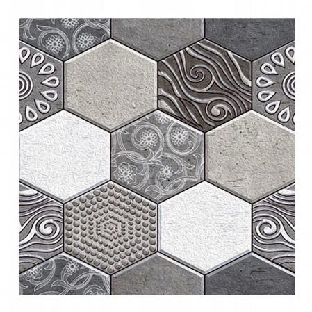 Articole pentru Casa Engros - 10 x Placi Tapet Autocolant 3D cu Imitatie de Marmura Hexagonala, pentru Perete Bucatarie Sufragerie, Usor de Curatat, Rezistent la Apa, Autoadeziv, 30x30 cm, Gri