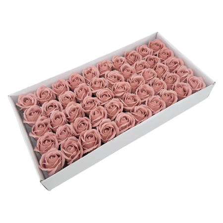 Articole pentru Casa Engros - Cutie 50 trandafiri roz pudra din sapun – flori artificiale parfumate pentru cadouri si decor