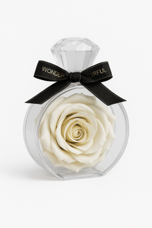 Cutie Diamant cu Trandafir din Sapun Alb 14x10.5 cm Cadou Romantic Elegant [1]