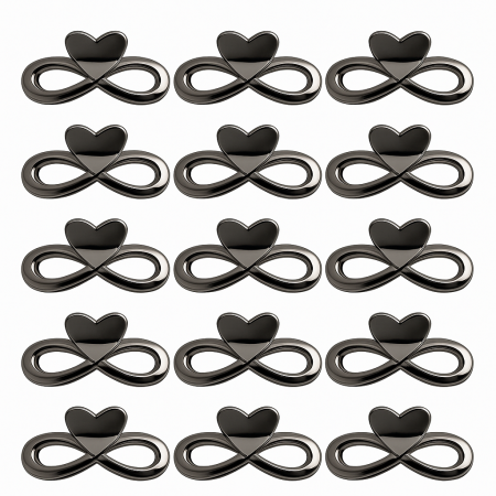 Accesorii pentru par Engros - Set 12 clame par 13CM model inima infinity, prindere puternica, culoare negru lucios
