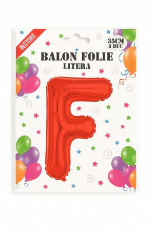 Balon folie litera F rosu, 35 cm, decor aniversar si petreceri, 1 buc [1]