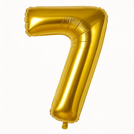 Accesorii pentru petrecere Engros - Balon folie cifra 7 auriu, 35 cm, pentru aniversari si petreceri, 1 buc