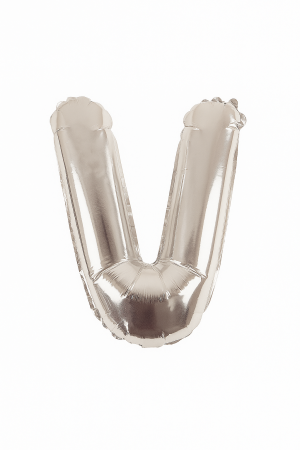 Accesorii pentru petrecere Engros - Balon folie litera V argintiu, 35 cm, decor aniversar si petreceri, 1 buc