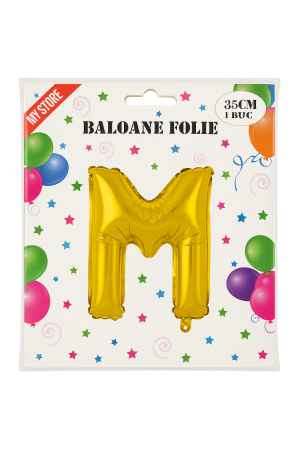 Balon folie litera M auriu 35 cm, decor aniversari si petreceri, 1 buc [1]