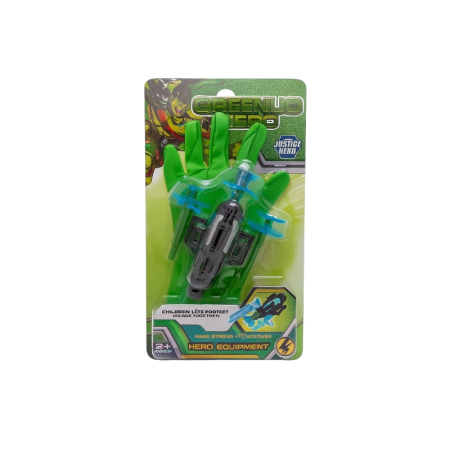 Jucarii de rol, Scule si unelte - Set Green Hero cu Manusa si Lansator – Hero Equipment – 30x17 cm