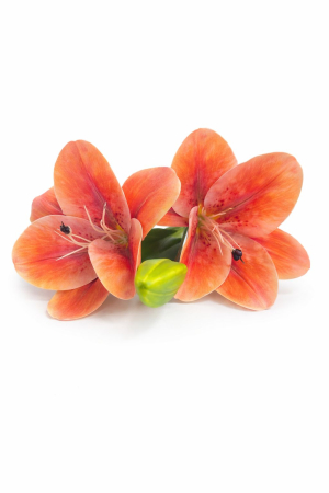 Crin artificial portocaliu delicat cu 2 flori si boboc pe fir unic 63 cm [2]