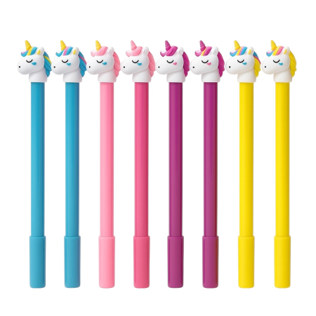 Pixuri Engros - Set 48 Pixuri Unicorn Happy Every Day – Culori Pastel, Topper 3D Unicorn