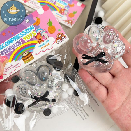 Set 6 squishy labuta transparenta cu sclipici, anti-stres, moale, model kawaii [1]