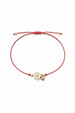 Set 12 bratari martisor cu simbol margareta si snur rosu alb, ambalate individual [1]