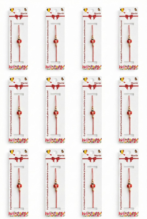 Set 12 bratari martisor cu buburuza rosie, snur reglabil rosu-alb [4]