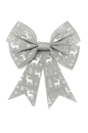 Decoratiuni de Craciun Engros - Fundita Decorativa Craciun Argintie XL – Glitter si Model Ren Elegant